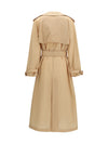 double-breasted trench in georgette bonded with silk chiffon