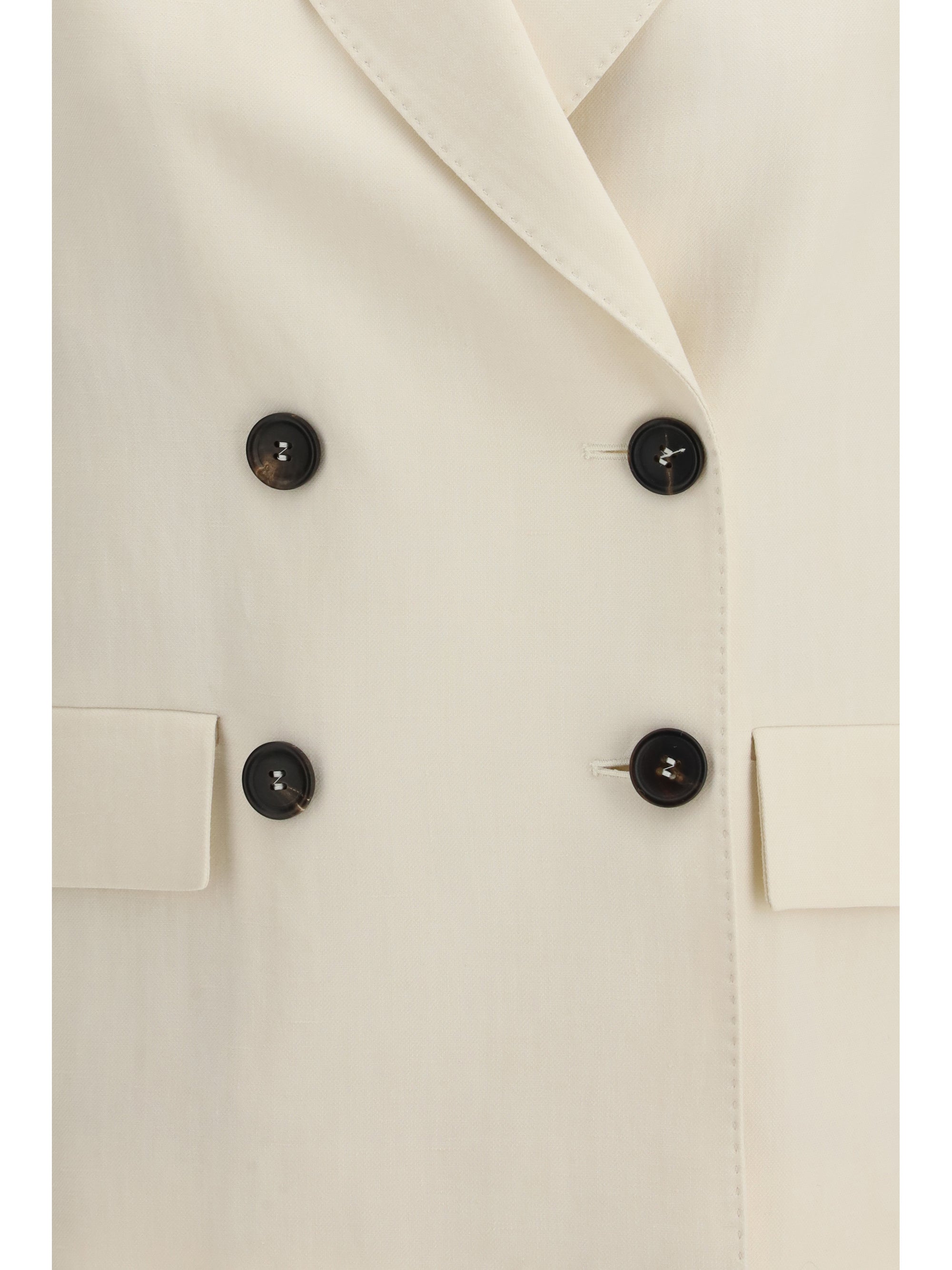 fluid twill jacket in viscose and linen with monile