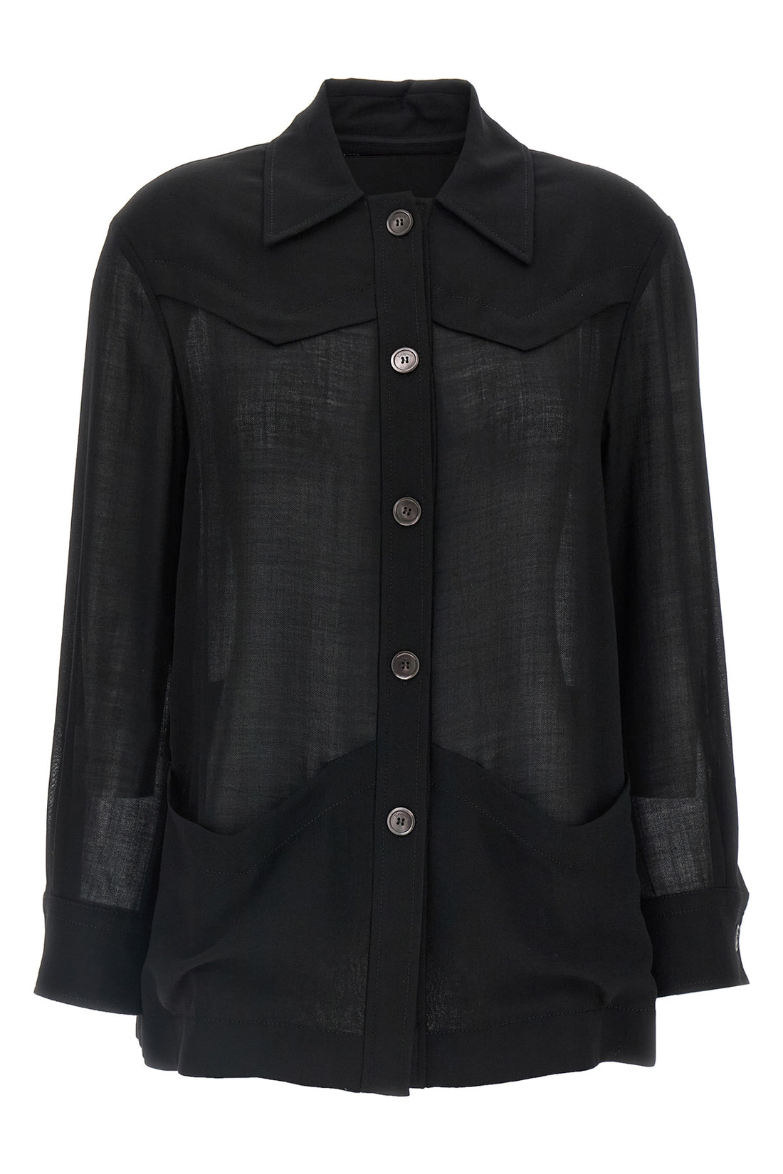 FERRAGAMO 40 shirt-style jacket in light semi-transparent wool