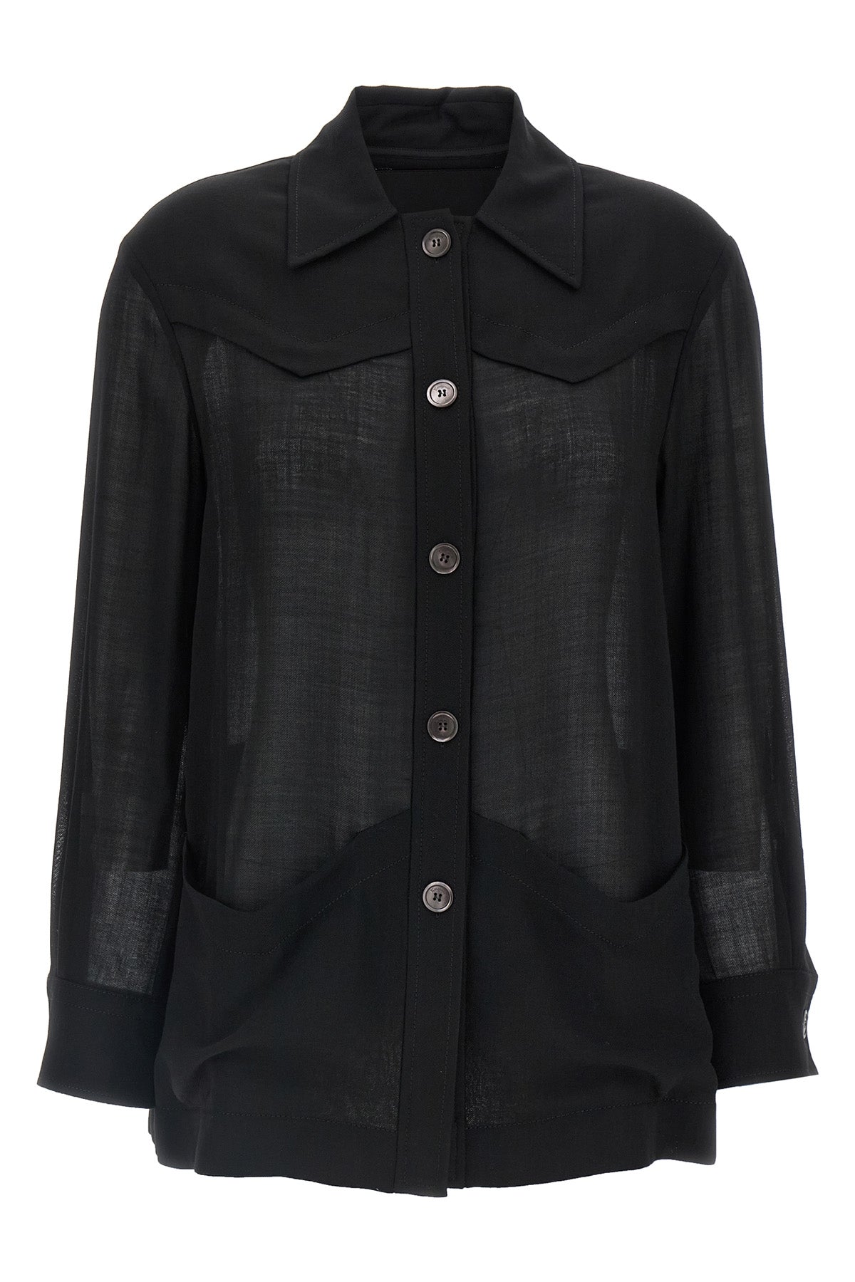 shirt-style jacket in light semi-transparent wool