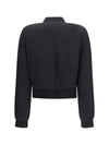 buttoned bomber jacket with visible stitching