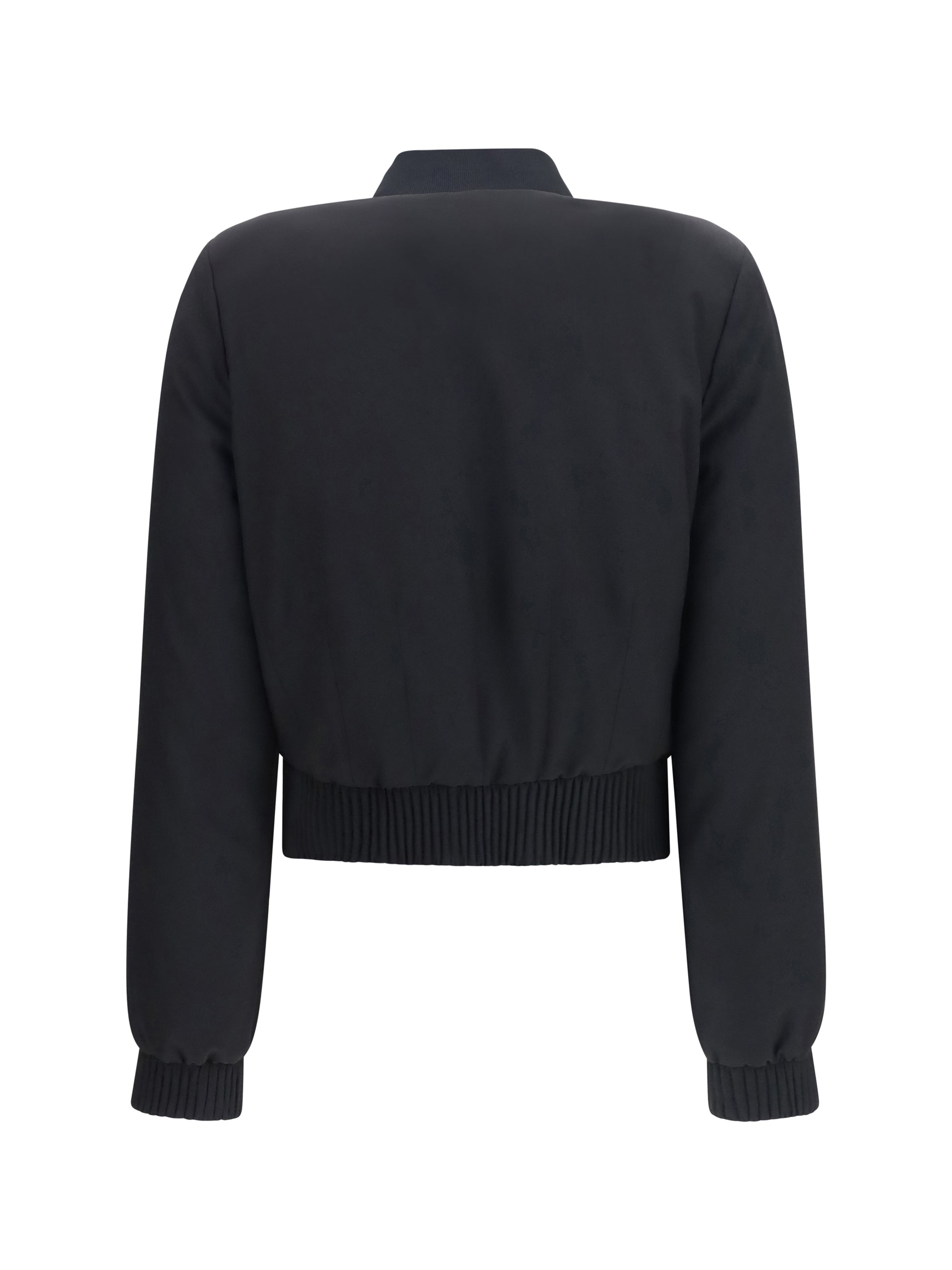 buttoned bomber jacket with visible stitching