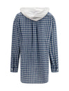 checked hooded shirt