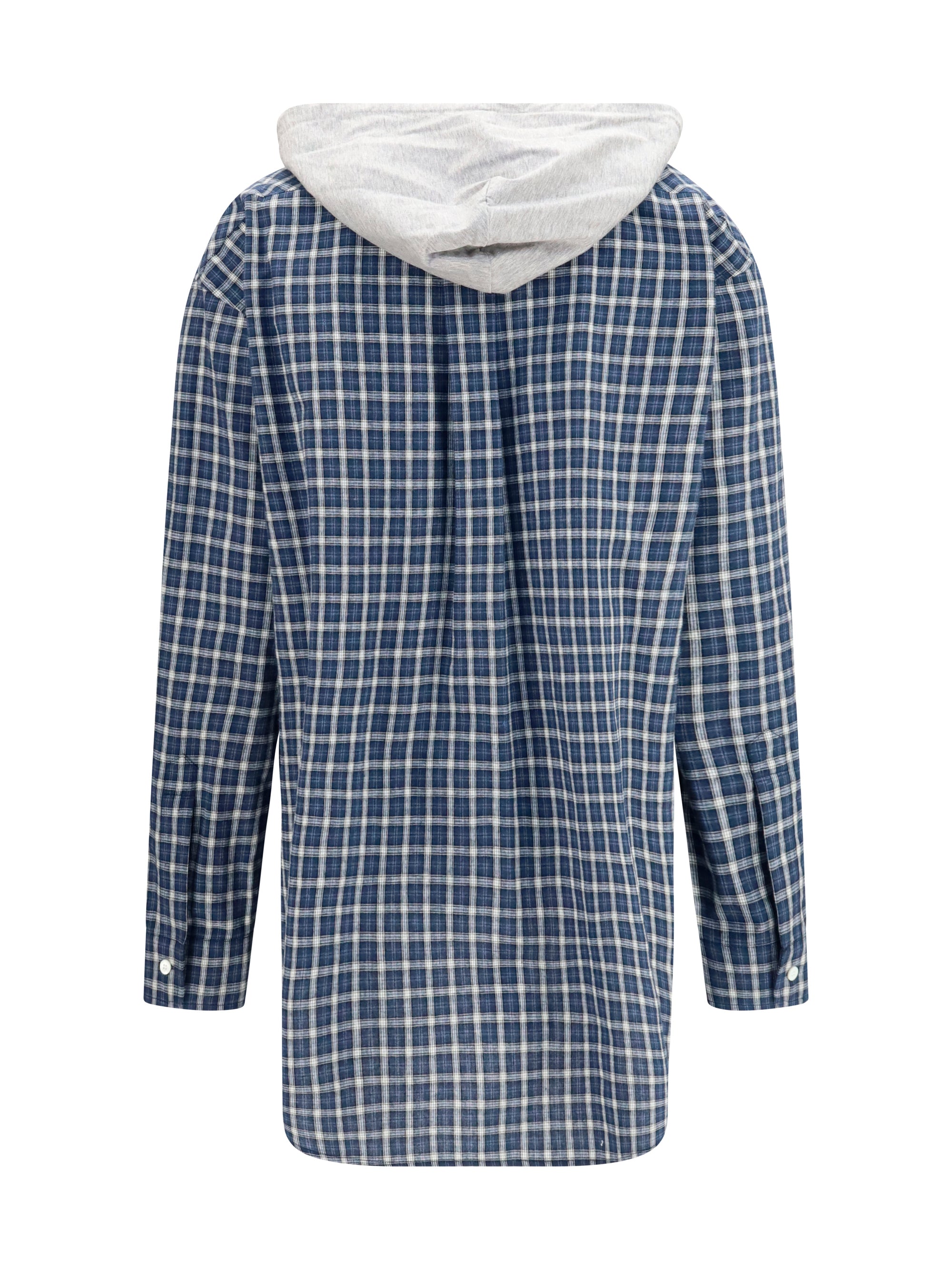 checked hooded shirt