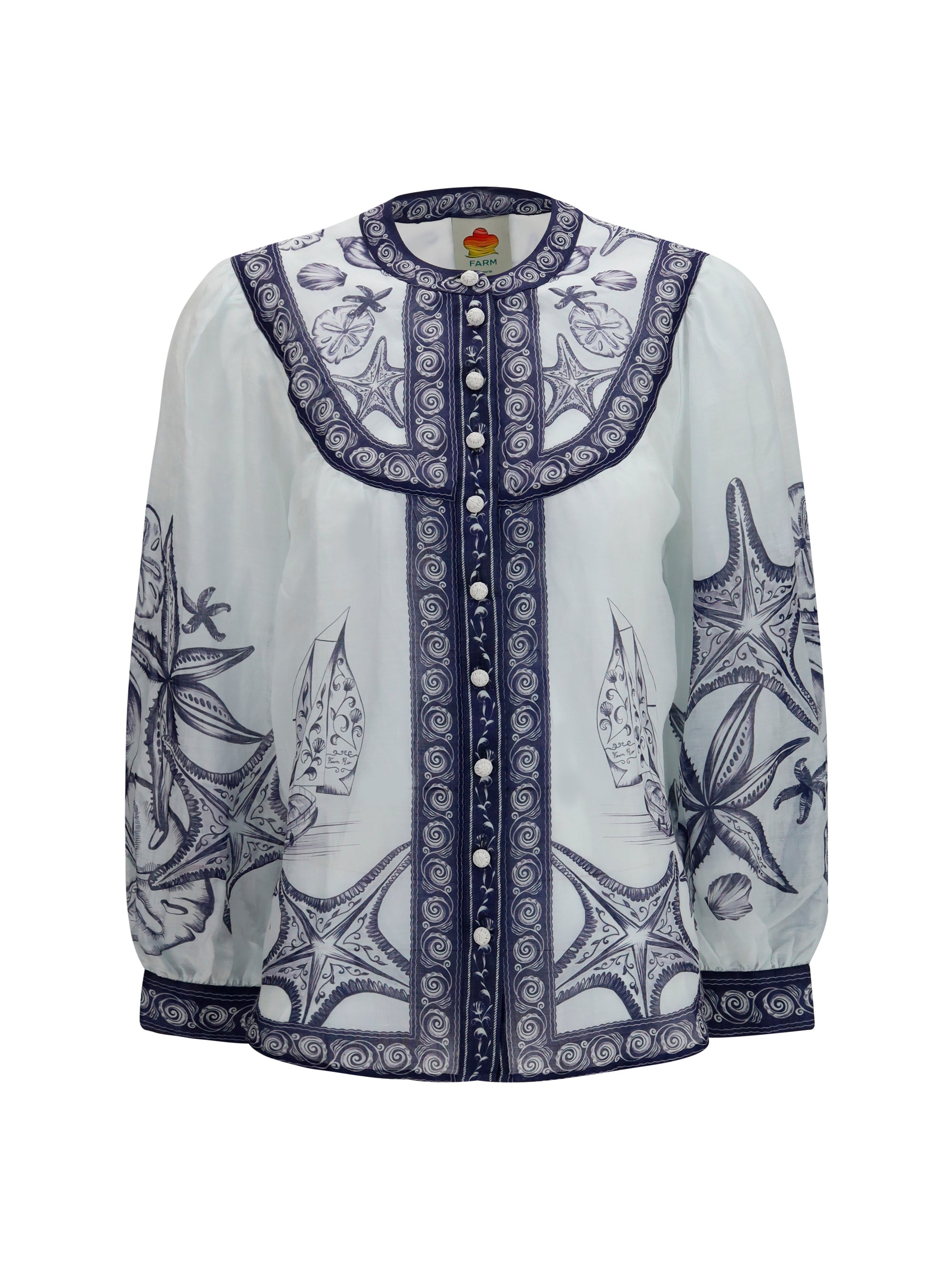 seaside print blouse