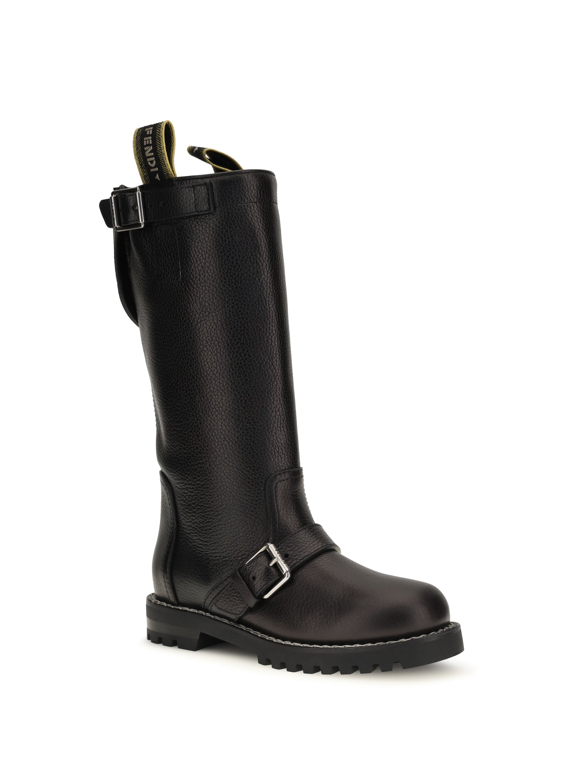 glossy calfskin biker boots