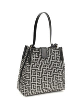 BALMAIN OS release jacquard and leather bucket bag