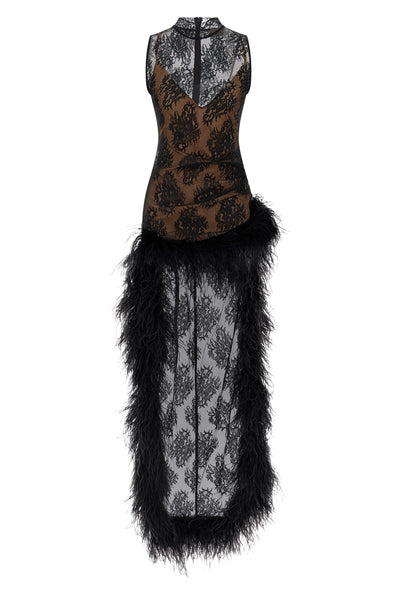 the giuseppe di morabito mini dress defines a scenographic silhouette through a