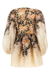 illustration draped mini dress in starched linen and silk blend