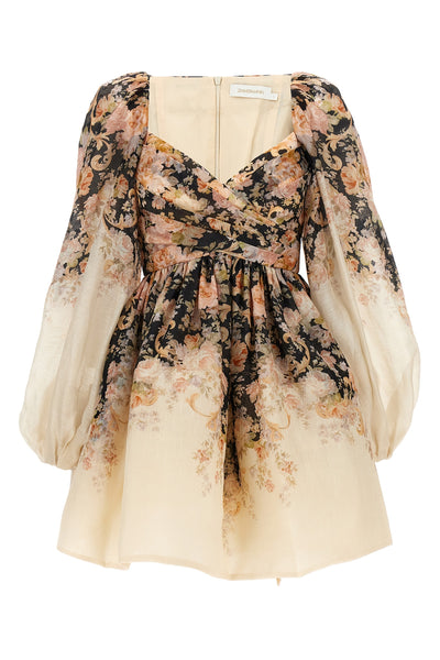 illustration draped mini dress in starched linen and silk blend