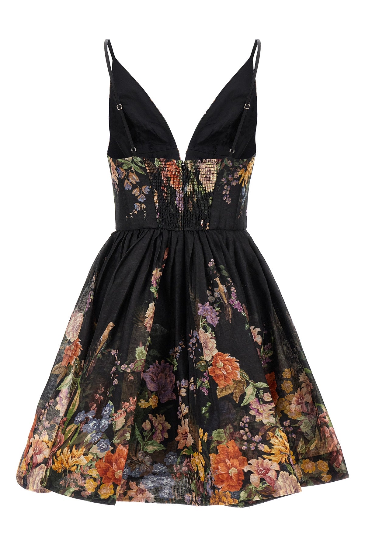 pavilion v neck mini floral print linen and silk dress
