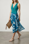 mandapa sarong skirt in stylized vegetable-print silk cotton to tie together