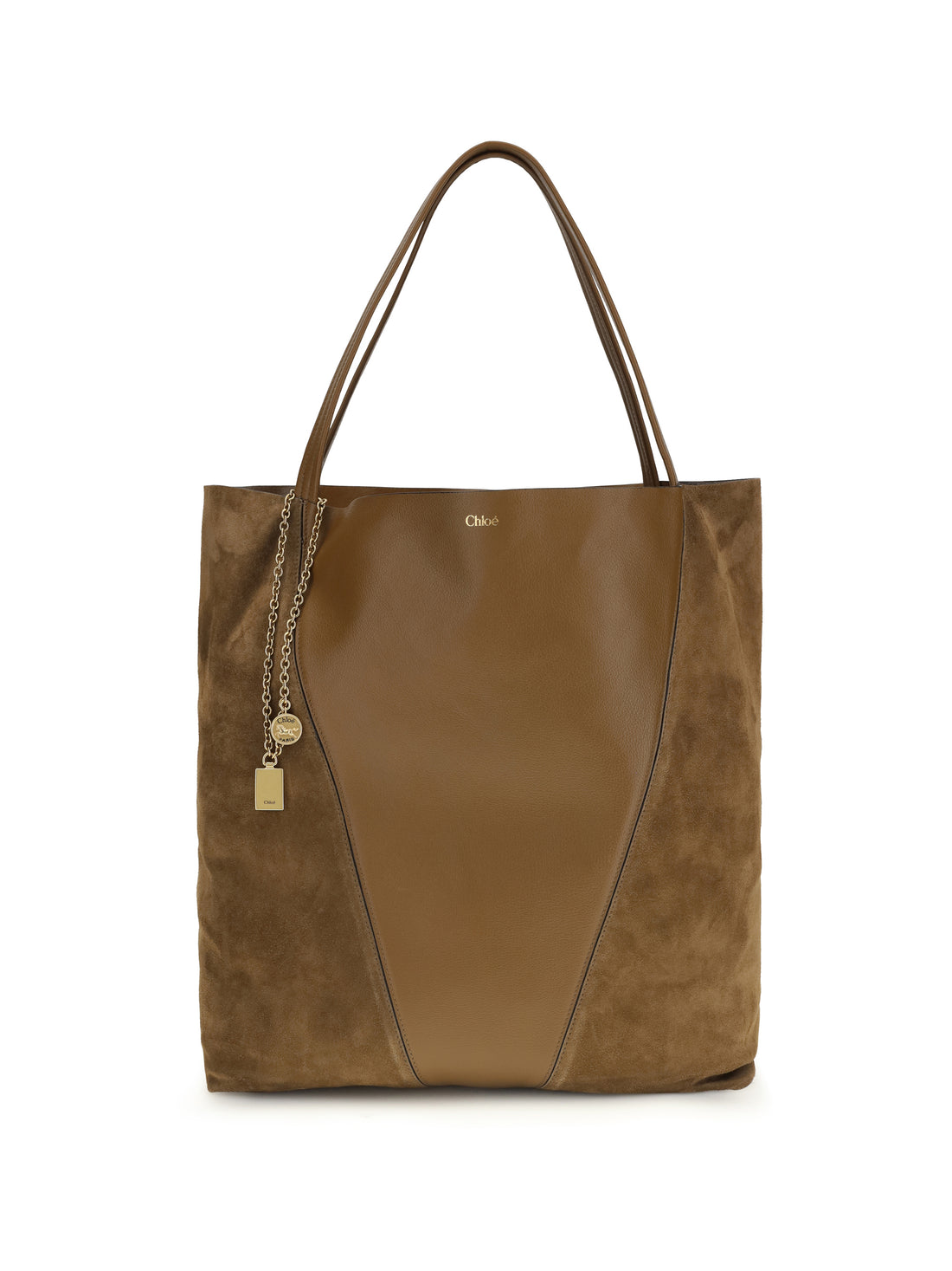 CHLOÉ OS spin tote bag in grenadine leather and suede