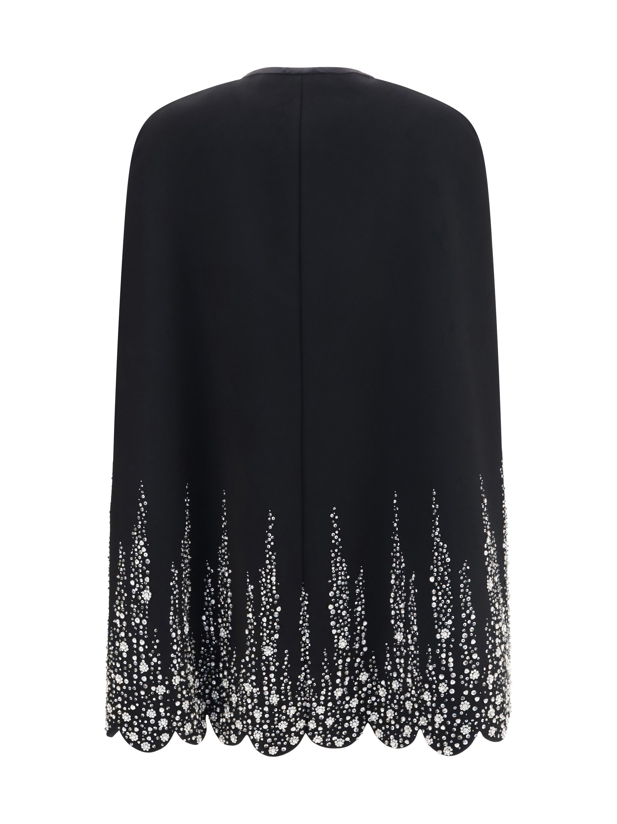 compact drap cape with degradé rhinestone embroidery