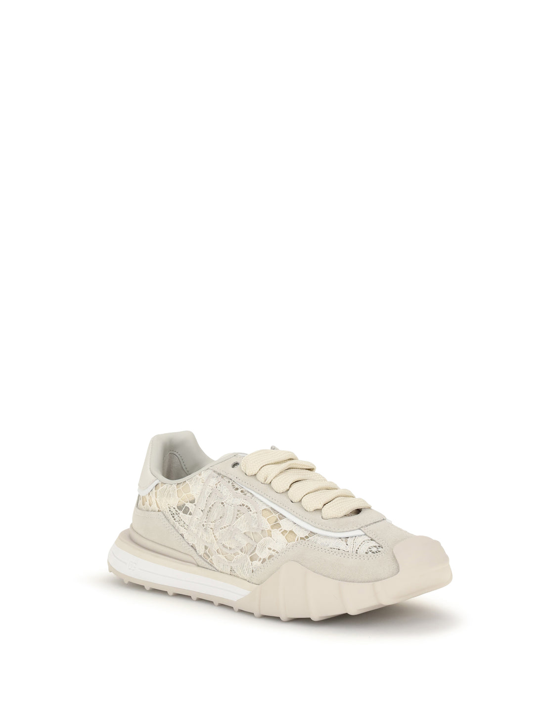 DOLCE &amp; GABBANA 36 leather and lace sneakers