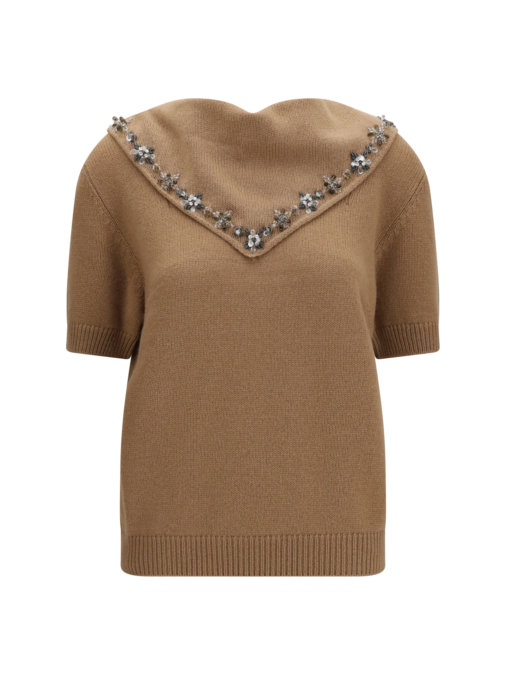 cashmere sweater with jewel scarf