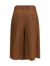straight-leg bermuda shorts in twill with pleats