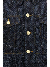 GANNI 36 tweed denim peplum jacket