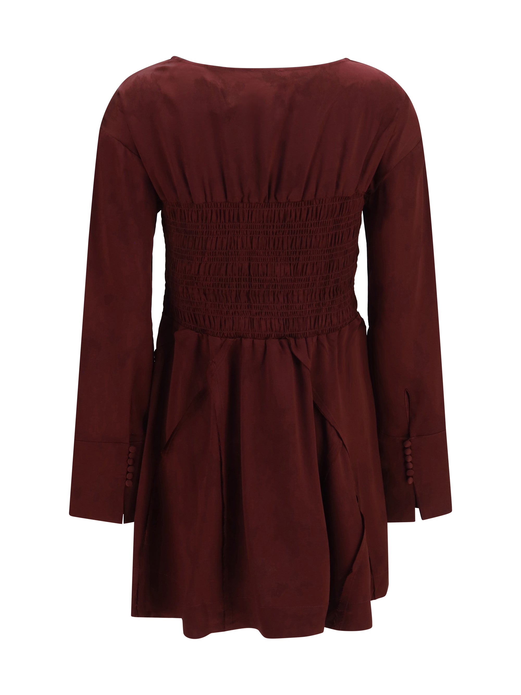 long-sleeve satin mini dress