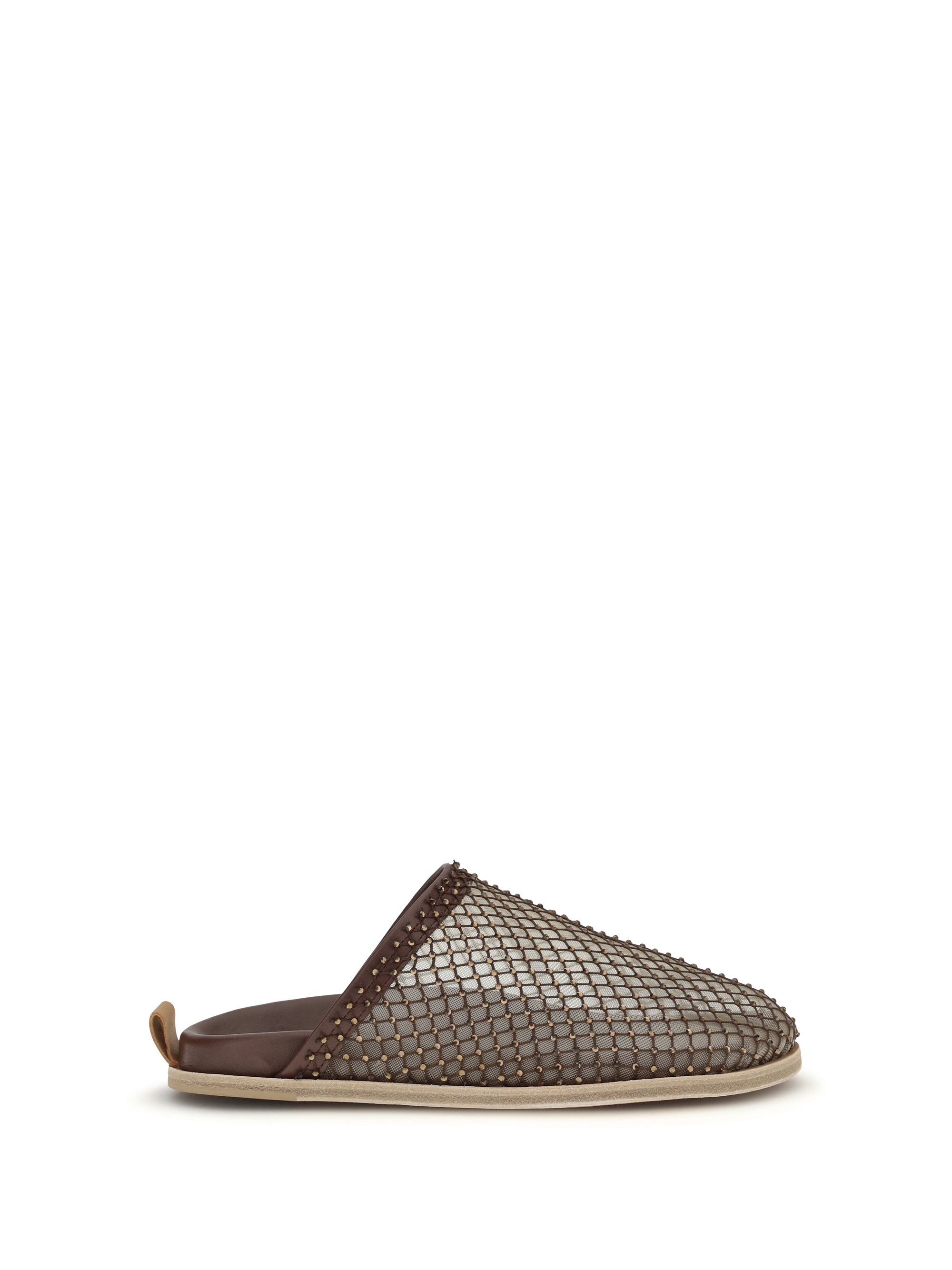 mesh mules with rhinestones