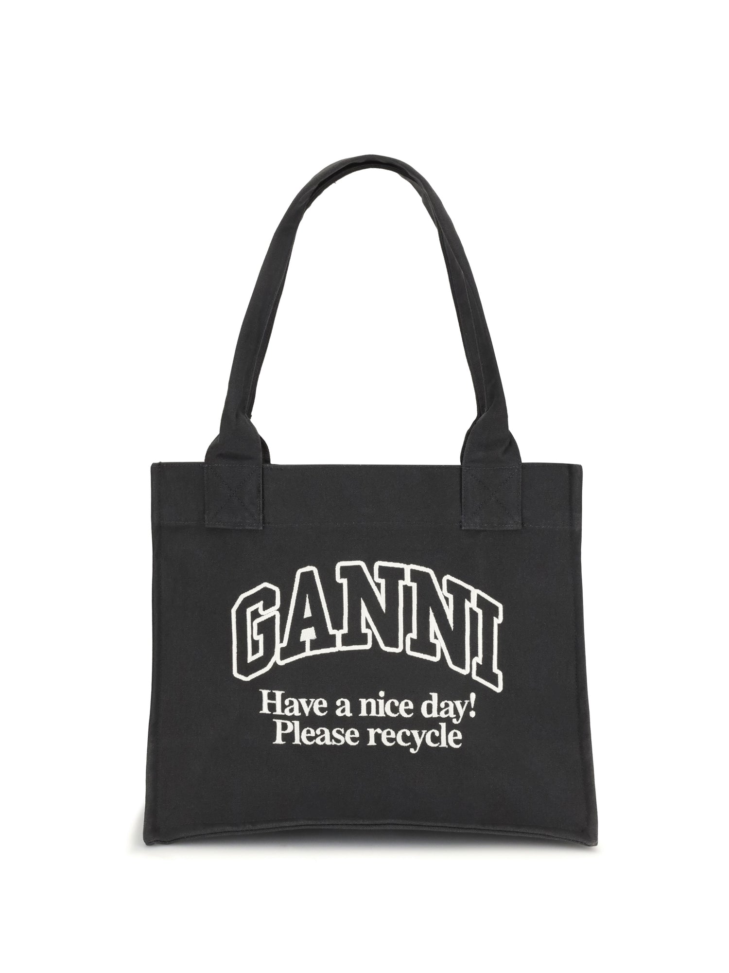 GANNI OS logo canvas tote bag