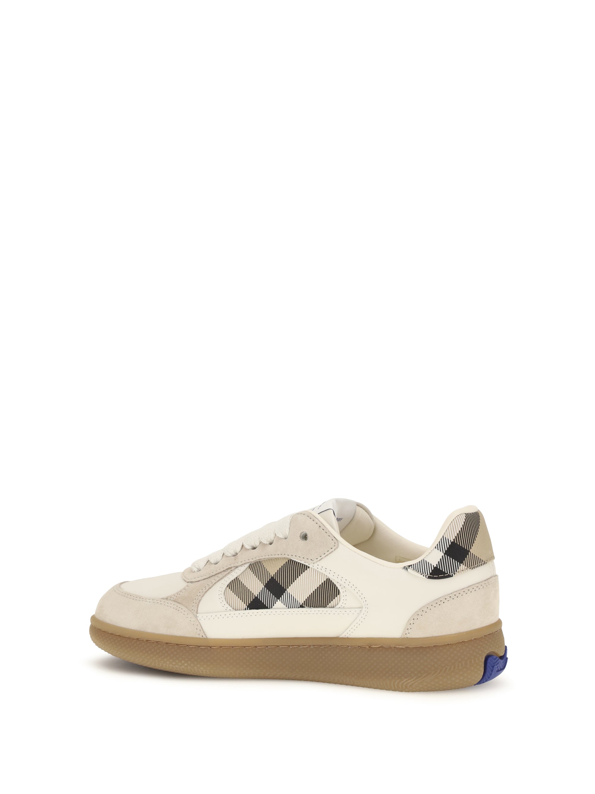 terrace leather and check sneakers