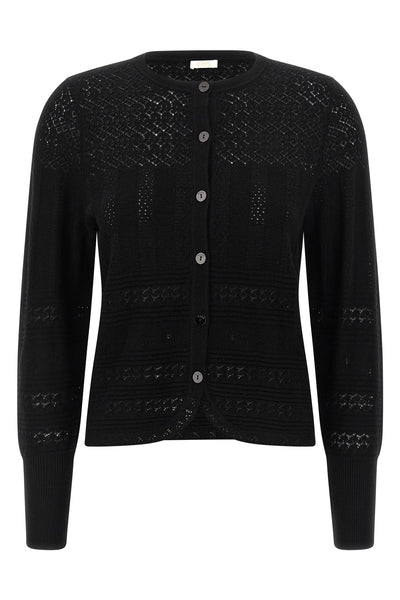 trio openwork cashmer blend wool cardigan