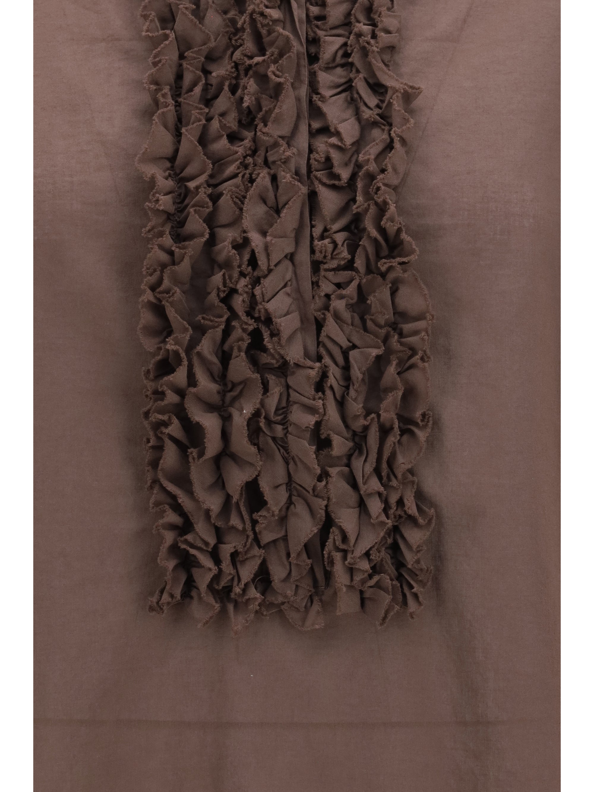 brown ruffled shirt