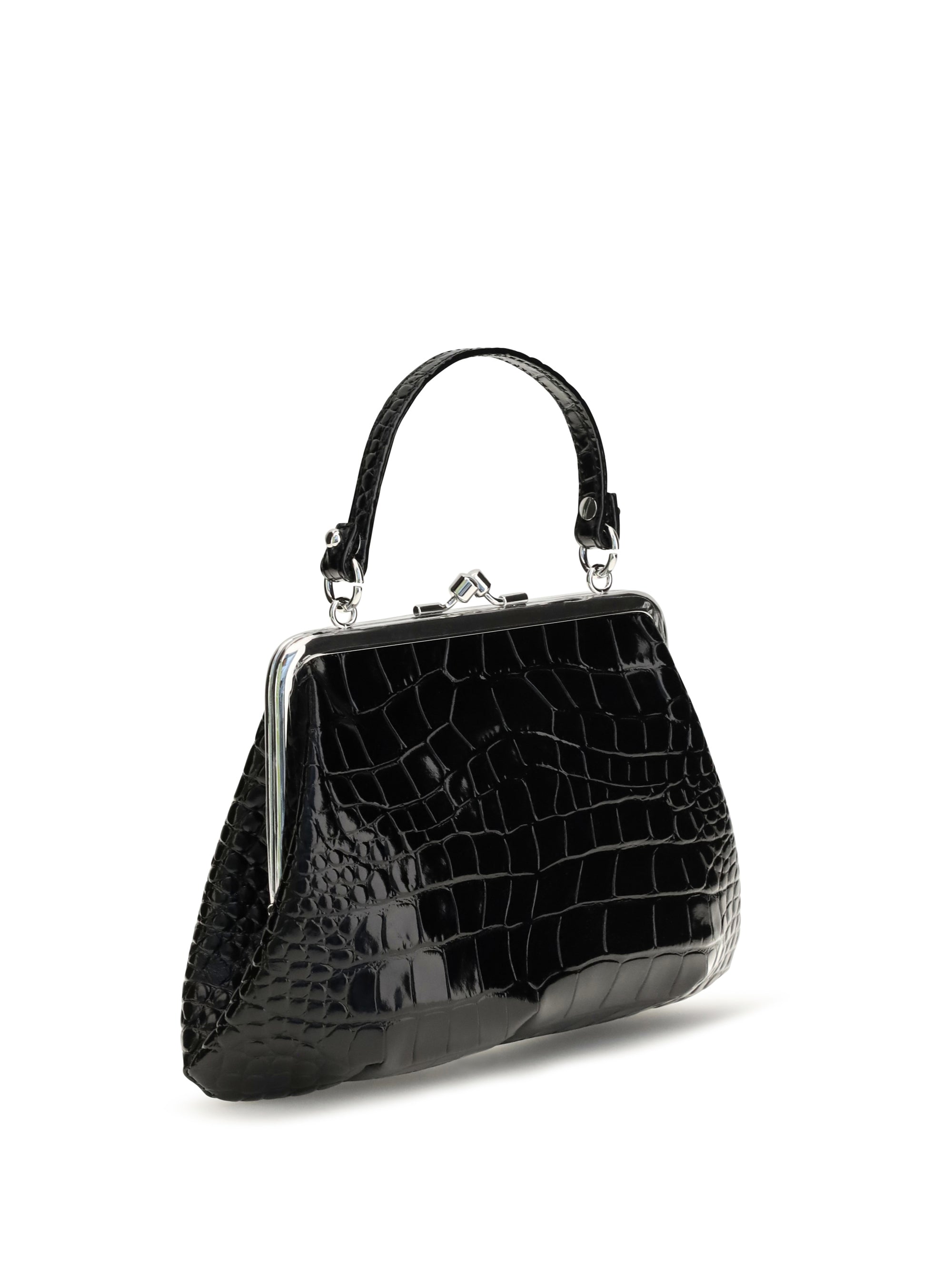 granny frame crocodile effect handbag