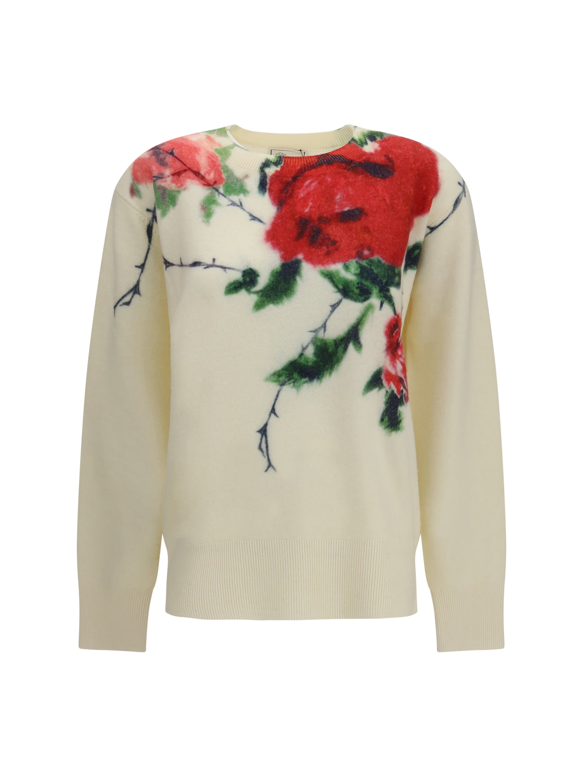 cashmere-blend sweater with rose print