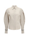 stretch cotton poplin shirt with shiny silk cuffs
