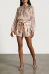 billow rebellion blouse in aviary patterned curled viscose