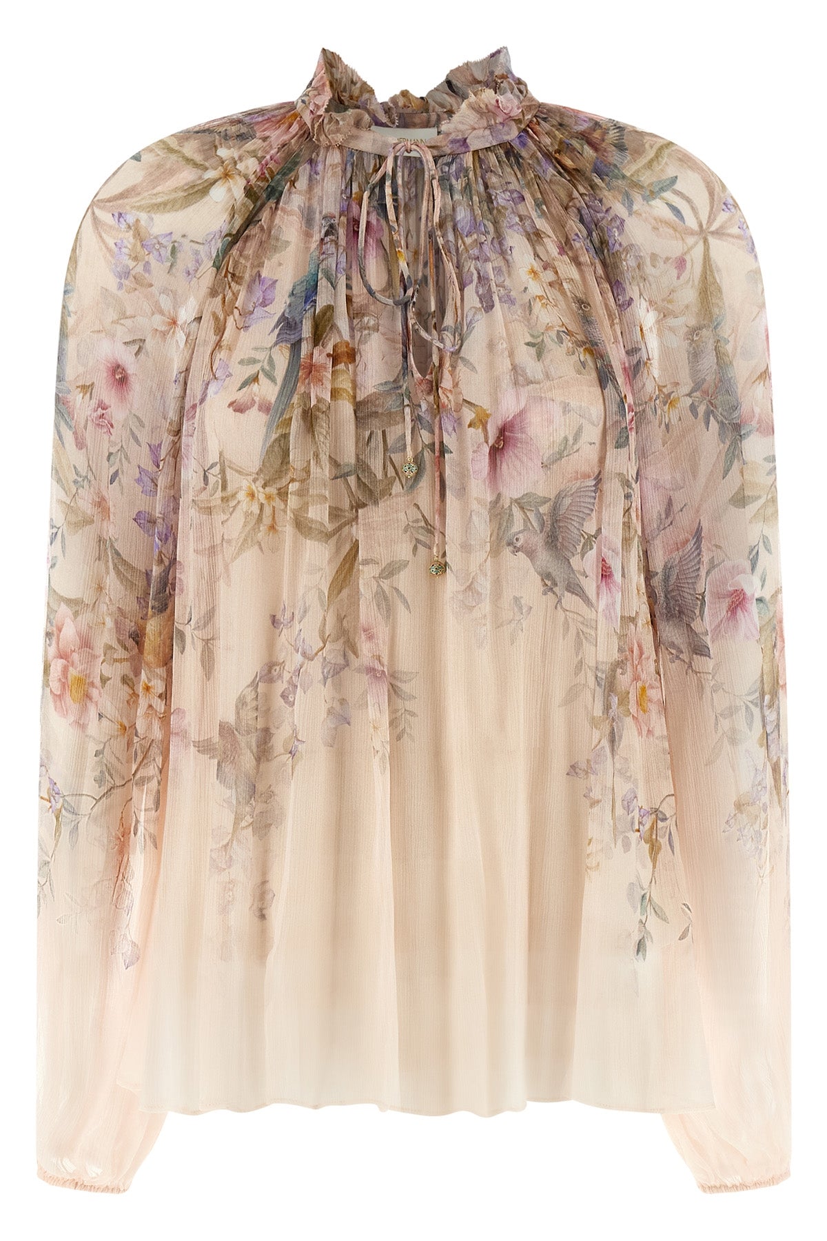 billow rebellion blouse in aviary patterned curled viscose