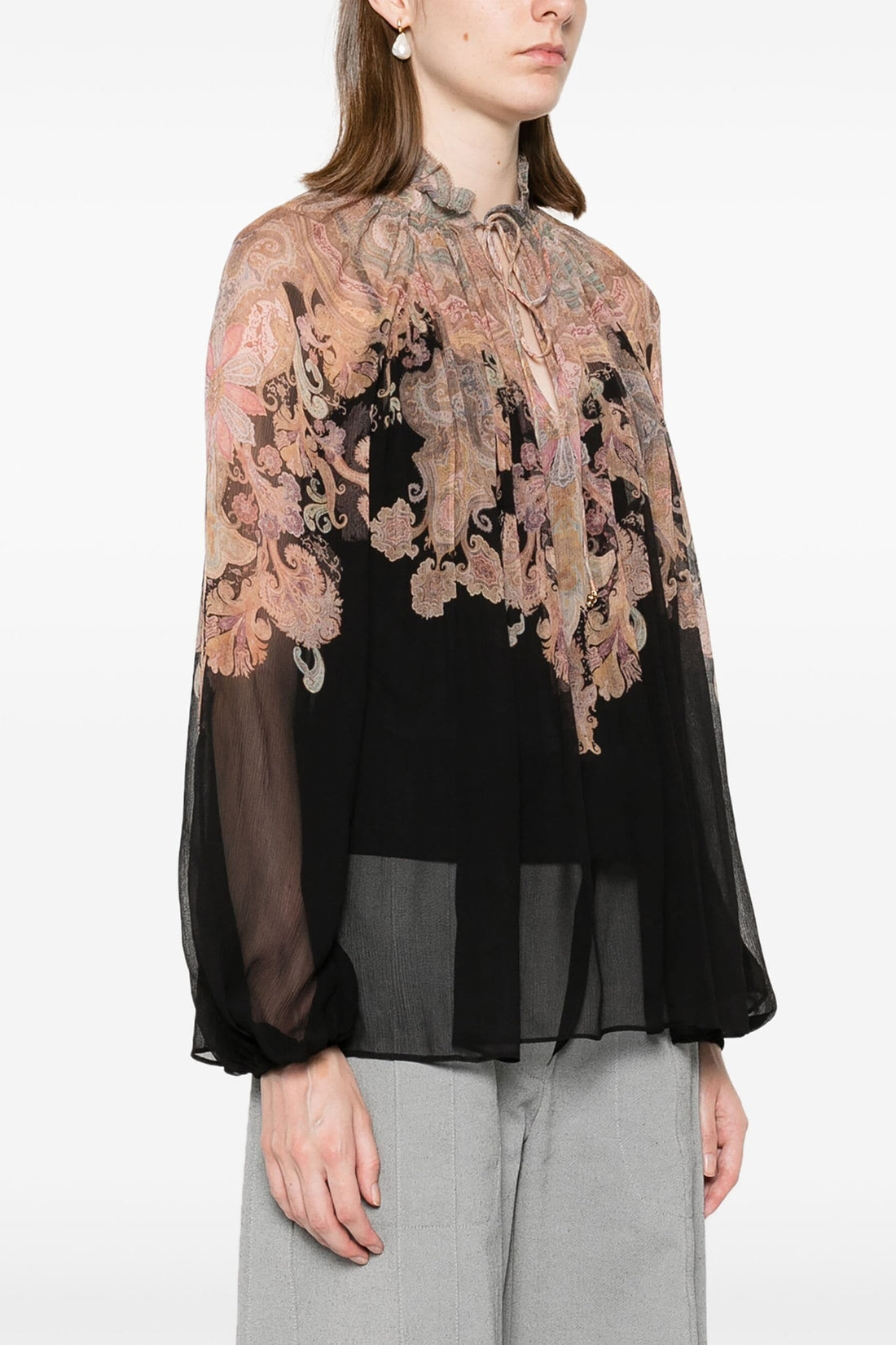ZIMMERMANN 3 illustration billow blouse in transparent viscose