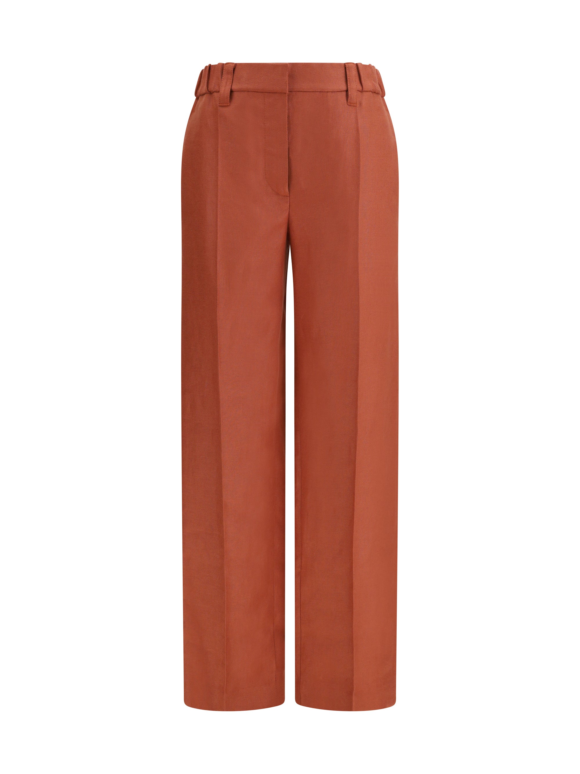wide-leg pants in linen with elastic waistband and belt loops