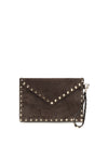 medium rockstud clutch in suede
