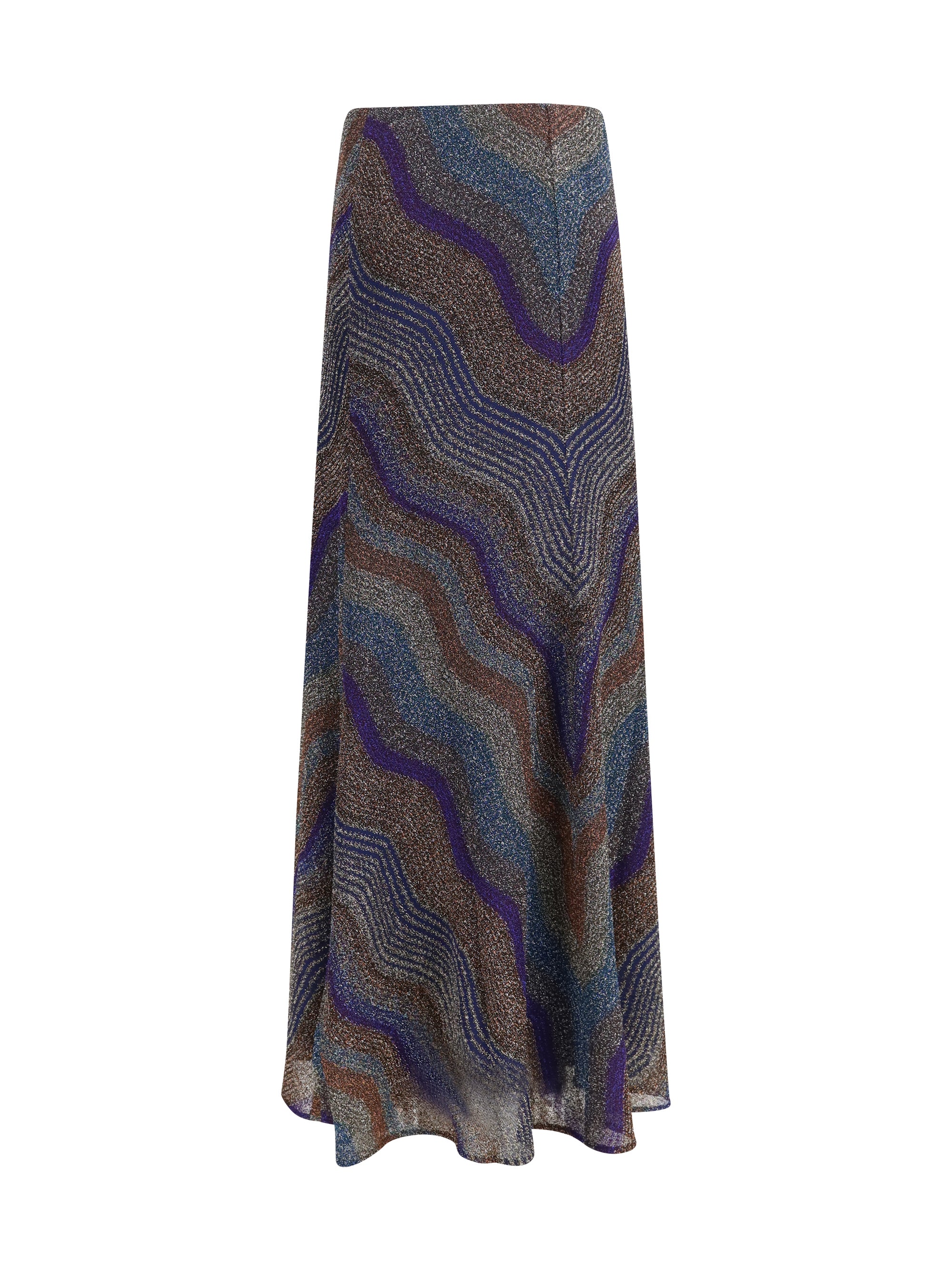 sequined chevron lamé viscose long skirt