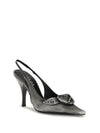 floral-detail leather slingback pumps