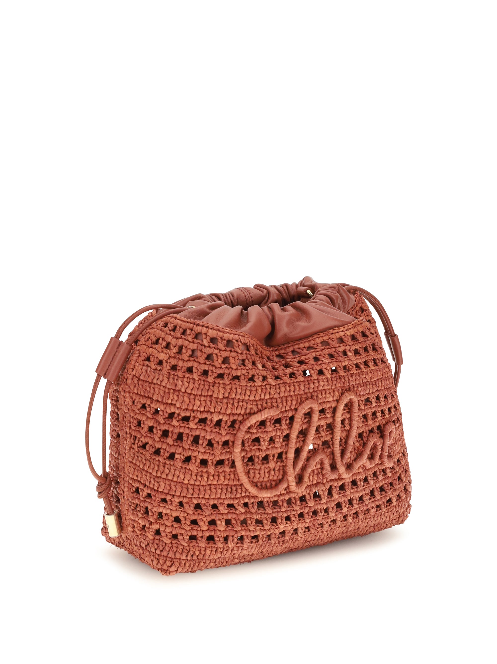 raffia drawstring shoulder bag