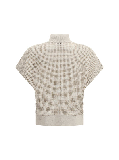 BRUNELLO CUCINELLI S cotton mesh cardigan with dazzling details