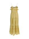 paule long ruffled dress