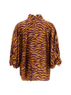viscose and silk blouse with high collar