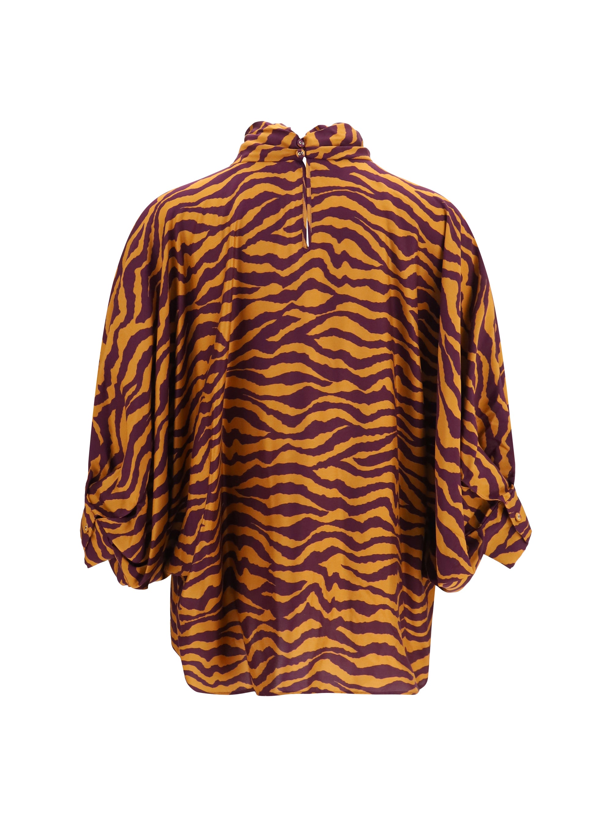 viscose and silk blouse with high collar