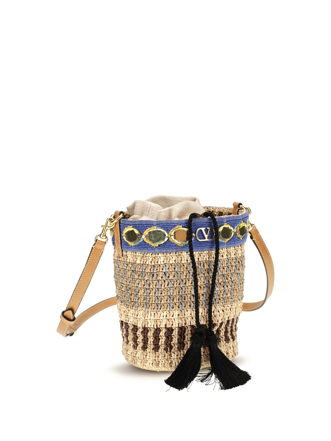 VALENTINO GARAVANI OS mini raffia bucket bag