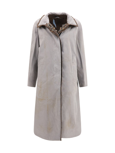 reversible single-breasted coat with gocce details