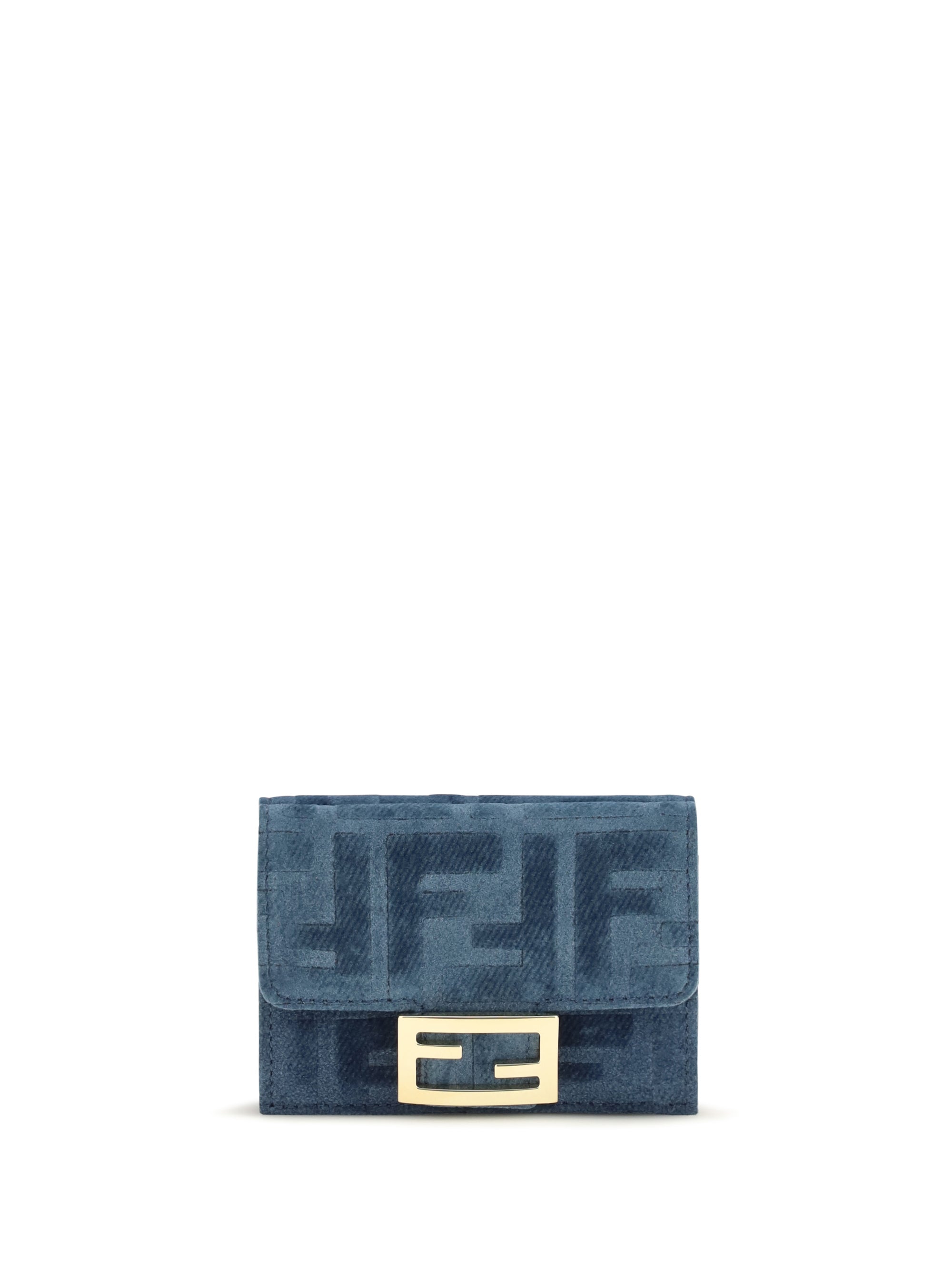 trifold wallet with ff monogram in jacquard