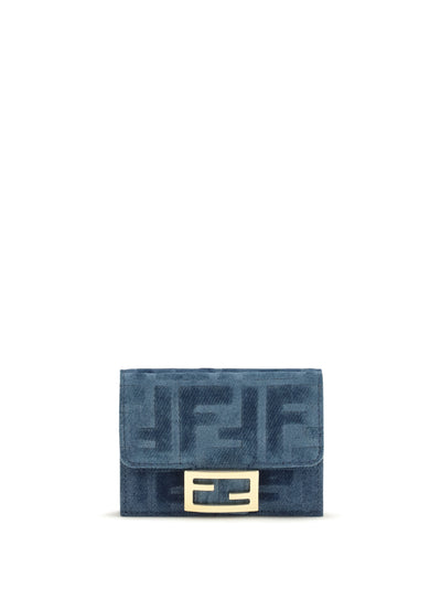 trifold wallet with ff monogram in jacquard