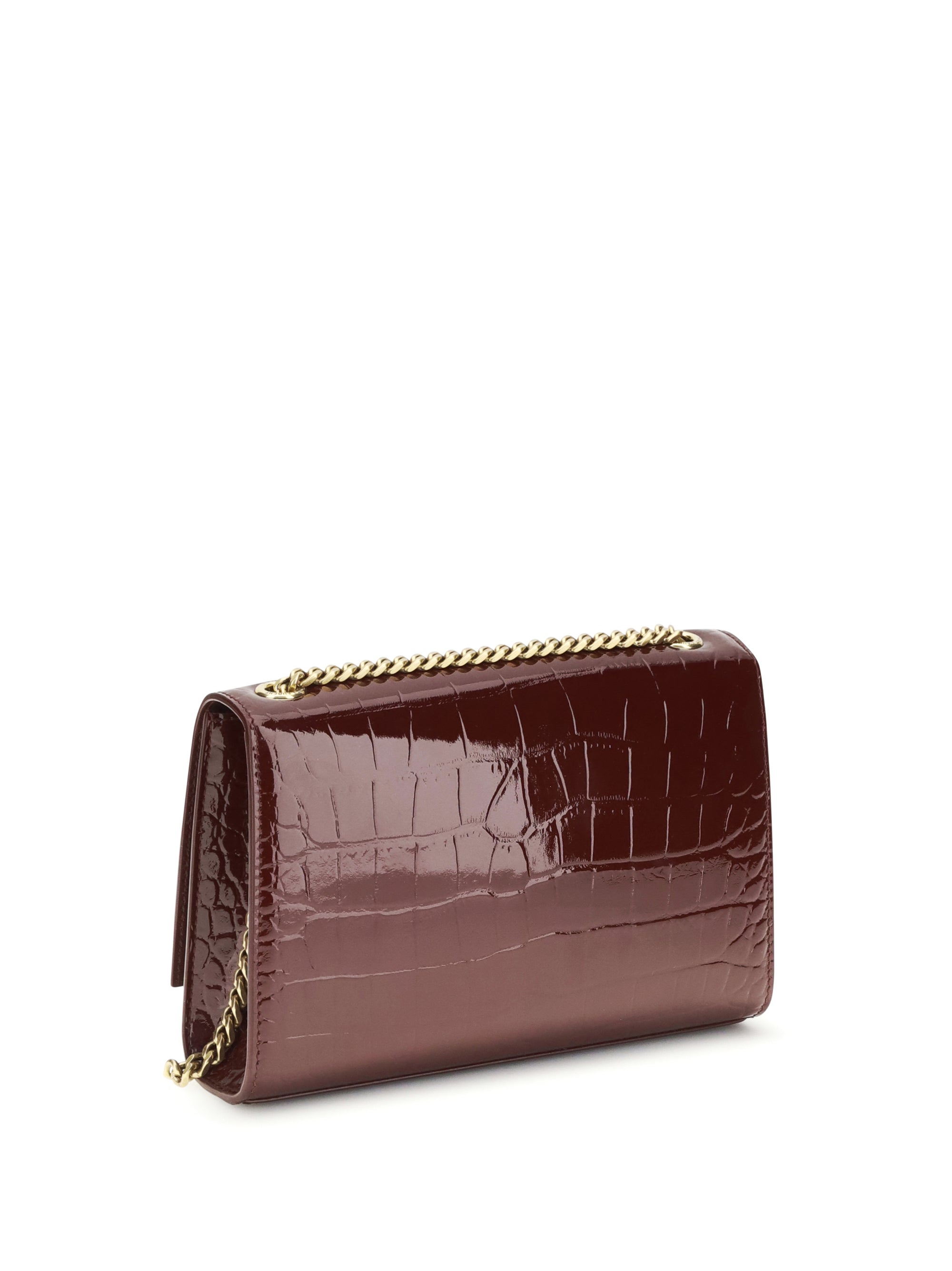 small kate shoulder bag crocodile-embossed patent leather