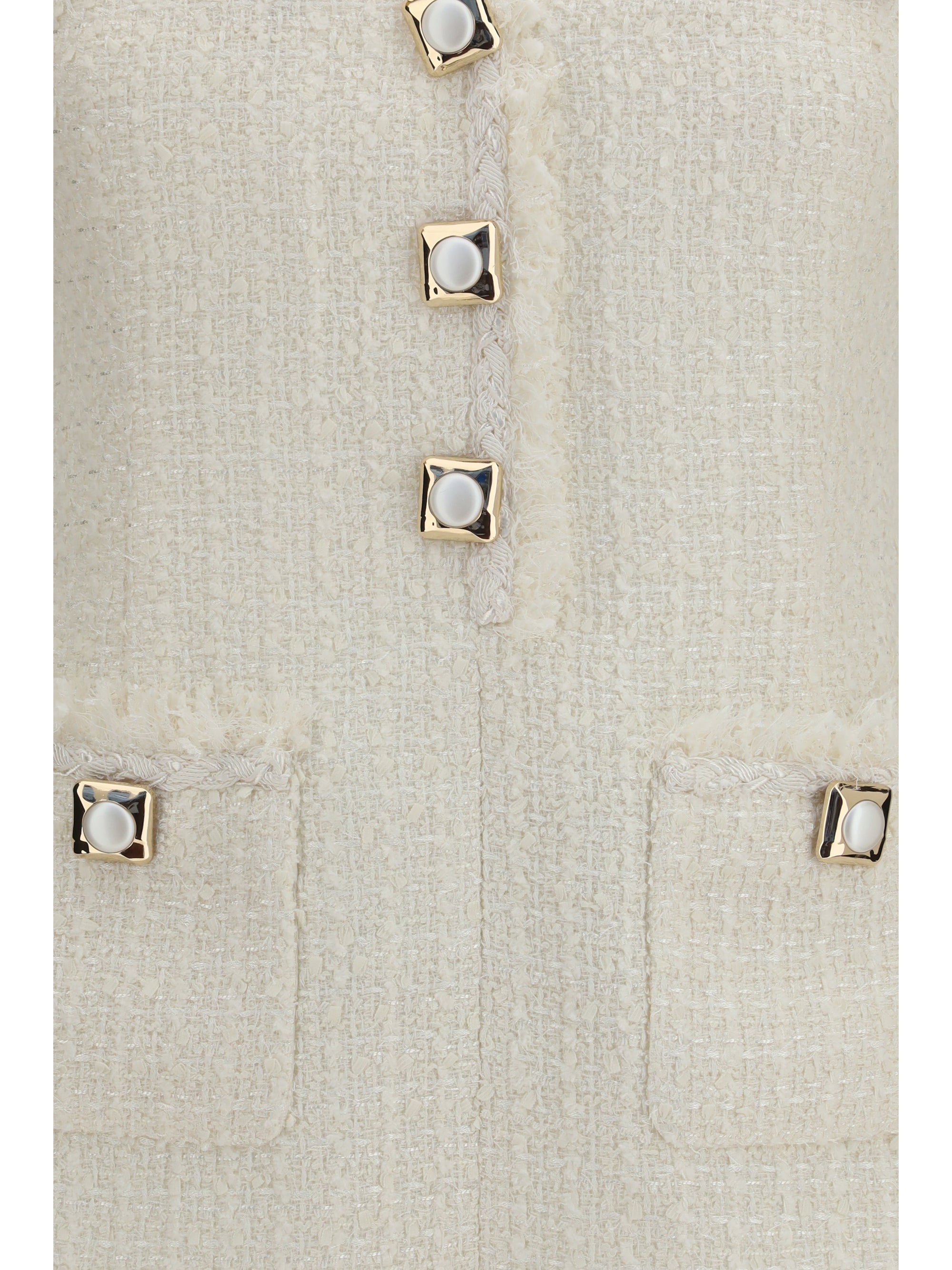 sleeveless bouclé mini dress