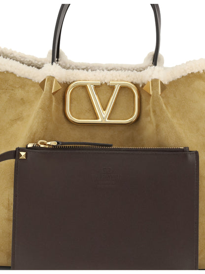 VALENTINO GARAVANI OS suede and sheepskin medium tote bag